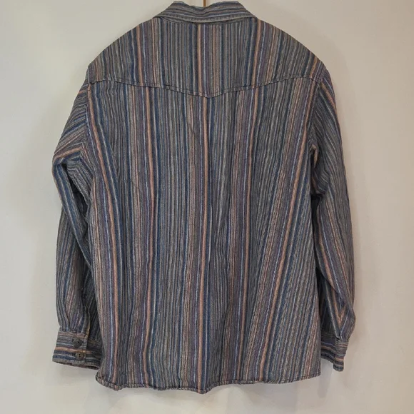 Dressbarn Blue Multi-Color Striped Cotton Button Up Shirt Sz 1X - Picture 8 of 11